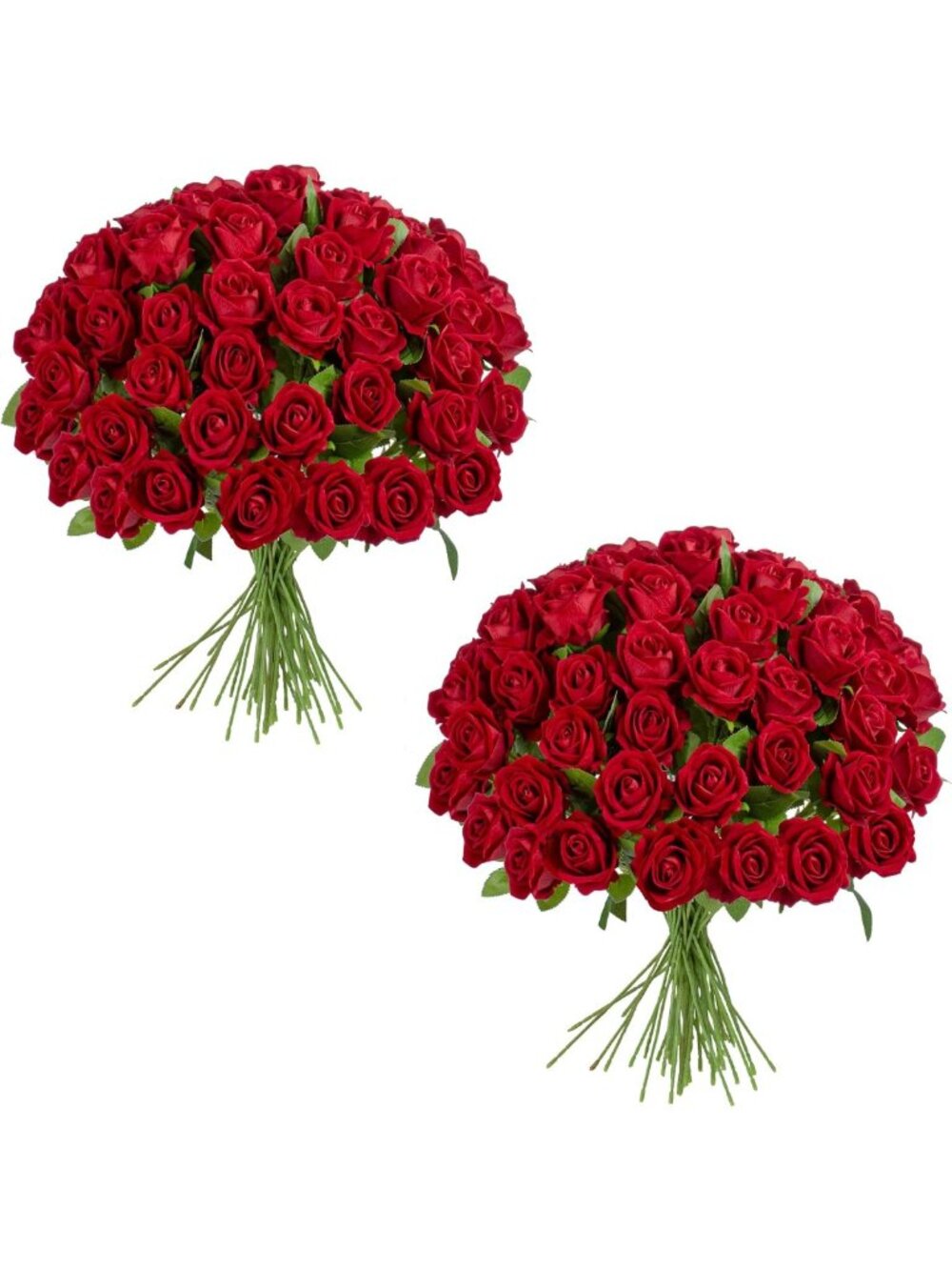 100 Pcs Realistic Red Silk Roses, 19.6" Long Stem Flowers for Weddings & Decor